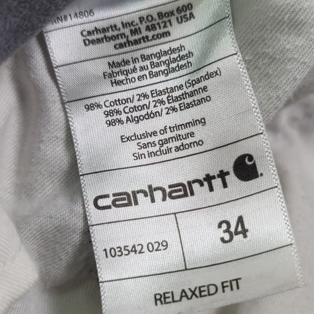 Carhartt Cargo Shorts Mens 34 Gray Canvas Relaxed Fit Rugged Flex Utility Work